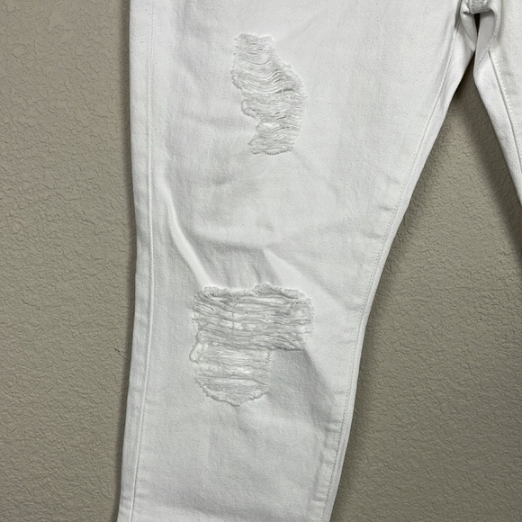 Frame Le Garcon Distressed Rolled Cuff Straight Jeans in White Mid Rise Sz 29 - Picture 3 of 15